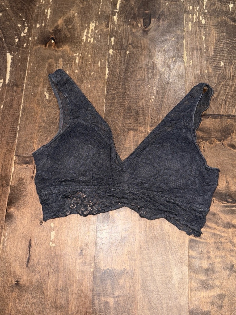 SO Juniors Gray Lace V-Neck Bralette